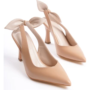MBHSN8082-N Kadın Arkası Lastikli Fiyonk Detay Nude Stiletto & Topuklu Ayakkabı