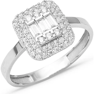 14 Ayar Beyaz Altın Baget Yüzük