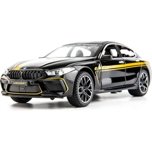 1/24 Bmw M8 Oyuncak Araba ile Uyumlu, Alaşım Döküm Yarış Koleksiyonu Geri Çekin Model Araba Ses ve Işık ile Erkek Çocuklar Için Oyuncak Araç Hediye (Siyah) (Yurt Dışından)