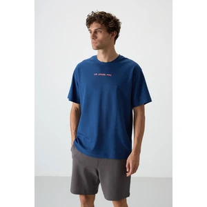 Air Jones Parlament Pamuklu Kalın Yüzeyi Dokulu Oversize Fit  Baskılı Erkek T-Shirt - 88364