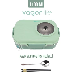 1100 ml Çorba Kaseli-Metal Kaşıklı Paslanmaz Çelik Bento Lunch Box Yeni Nesil Sefer TASI-FFBL70100