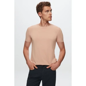 Slim Fit Pudra Düz Örgü Rayon Örme T-Shirt 0EF069421003M