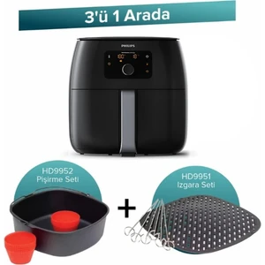 3 Ü 1 Arada Set Xxl 7,3 Lt Airfryer HD9952 Pişirme Seti HD9951 Izgara Seti, Luciole + Lambader