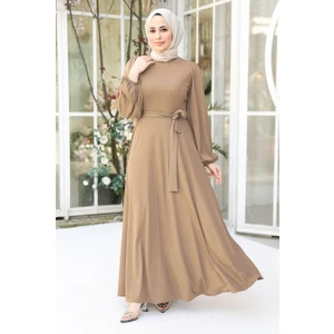 Neva Style Kemerli Vizon Tesettür Elbise 23101V