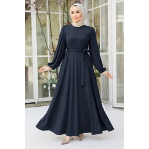 Neva Style Kemerli Lacivert Tesettür Elbise 23101L