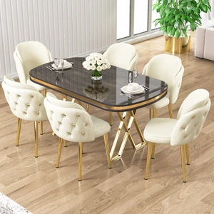 Zae Serisi 90X168 Lak Panel Antrasit Ironi Gold Ayak Masa Takımı 6 Sandalye