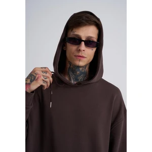 Erkek Kapüşonlu Oversize Kahve Sweatshirt