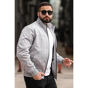 Erkek Gömlek Yaka Baharlık Mont Astarlı Mevsimlik Çeket Gri