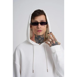 Erkek Kapüşonlu Oversize Ekru Sweatshirt
