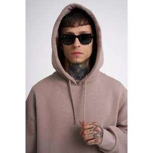 Erkek Basic Kapüşonlu Oversize Duman Sweatshirt