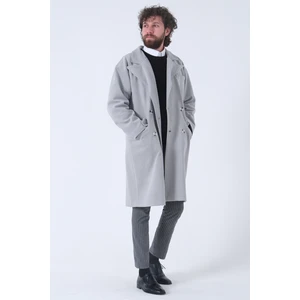 Gri Oversize Erkek Yaka Kaşe Kaban 01015002.06