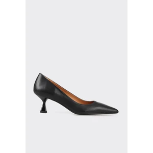 Siyah Deri Kadın Stiletto