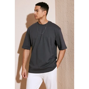 Pamuklu Oversize Bisiklet Yaka Basic T Shirt Erkek T Shirt 5902365