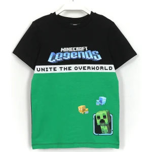 Erkek Çocuk Minecraft Lagends Baskılı T-Shirt Siyah Yeşil 001-0001874