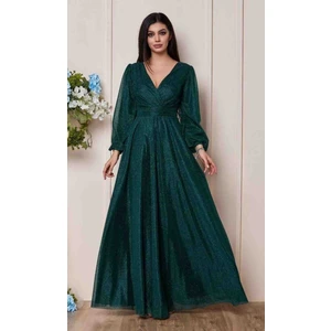 Beli Kuşaklı Kravuze Yaka Simli Isteme Söz Nişan Nikah Elbisesi Abiyesi