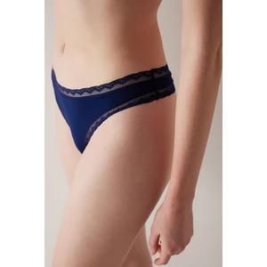 Easy Micro Lace Dantel Lacivert Tanga Külot