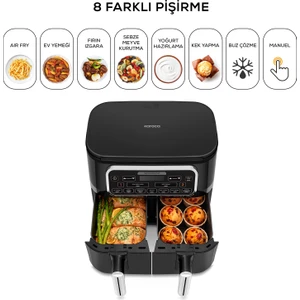 8 In 1 Sulu Yemek Fonksiyonlu 8 Kişilik/8 Lt Geniş Hazneli Premium Airfryer, + Onerous Mutfak Tartısı