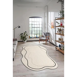 Evdeya Dijital Baskılı Kaymaz Yıkanabilir Sade Şık Lazer Kesim Mutfak Salon Halısı, Lazer-11-Krem,