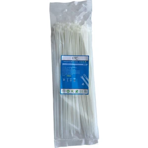 Beyaz Kablo Bağı , Plastik Kelepçe , Cırt Kelepçe 2,5 x 250 Mm. (100 Adet)