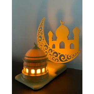 Root Made Islami Motifli Dekoratif Tealight Aydınlatma Hilal Içinde Cami Ramazan Hediyesi