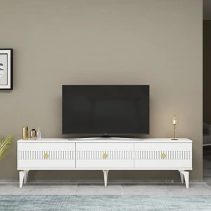 Midas Tv Stand (Alt Modül) Beyaz-Altın