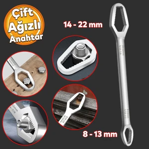 Pratik Çift Ağızlı Kendinden Sıkma Çok Amaçlı Anahtar Çelik Anahtarı Krom 8-13 / 14-22 mm