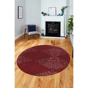 Evdeya Düz Renk Sade Motifli Dijital Kaymaz Taban Yıkanabilir Yuvarlak Salon Halısı, Y-Sade-34-Bordo,