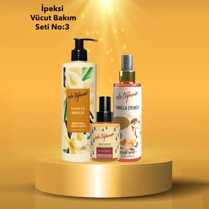 Eda Taşpınar İpeksi Vücut Bakım Seti No:3 - Vanilya Saç Parfümü & Vanilya Body Mist & Vanilya Vücut Sütü