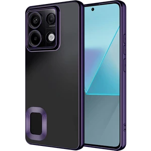 Case World Xiaomi Redmi Note 13 Pro 4g Kapak Yanları Renkli Lens Korumalı Logo Gösteren Şeffaf Luxury Silikon Kılıf - Mor