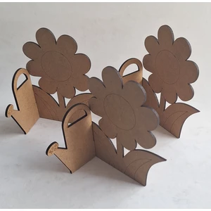 3 Adet Çiçek Su Kabı Ahşap Boyama Okul Kreş Anaokulu Aktivite Etkinlik Sanat Seti