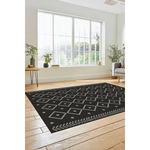 Evdeya Iskandinav Desenli Kaymaz Taban Yıkanabilir Yolluk Koridor Salon Halısı, Iskandinav-21-Siyah,