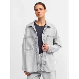 5307 Yıpratmalı Oversize Gömlek-Gri