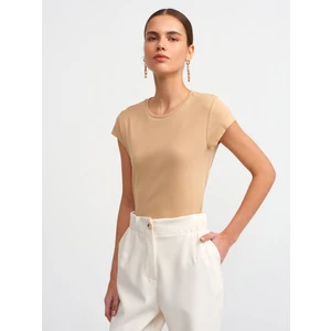 30719 Bisiklet Yaka T-Shirt-Bej