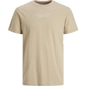 Jack & Jones Bisiklet Yaka Yazılı Kısa Kollu Bej Erkek T-Shirt 12217167