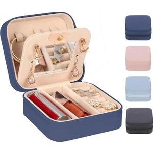 Beautylife Store Çok Fonksiyonlu Takı Saklama Kutusu Aynalı Seyahat Mücevher Kutusu, Mini Saklama Kutusu, Yüzükler, Küpeler, Kolyeler, Kızlar Için Hediyeler Için Uygun Koyu Mavi (Yurt Dışından)