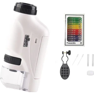 Beautylife Store Çocuklar Için Cep Mini Eğitim Mikroskobu 60X-120X 8 Pcs LED Işıklar Açık Taşınabilir 8+ Yaşındaki Çocuklar Için Uygun Erkek Kız Hediyeler(Beyaz) (Yurt Dışından)