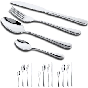 Beautylife Store Çatal Kaşık Seti 12 Piece Paslanmaz Çelik Çatal Kaşık Kutusu Seti ，dinner Spoon, Suitable For Dinner For 3 People Gümüş (Yurt Dışından)