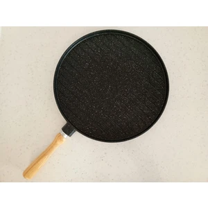 Granit Döküm 34CM Çift Taraflı Izgara Et Gözleme Bazlama Tavası ekmek tavası