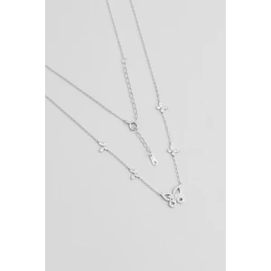 So CHIC Kelebek Ikonlu 18 Ayar Beyaz Altın Kaplama 45 cm Gümüş Minimal Kolye
