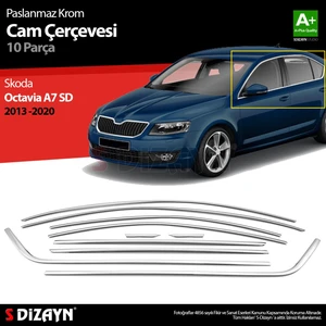 Skoda Octavia A7 Sd Krom Cam Çerçeve Seti 10 Prç 2013-2020 A+ Kalite
