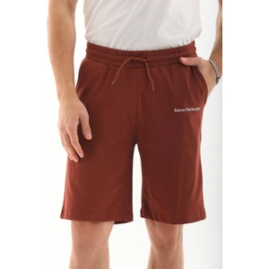 Erkek Regular Fit %100 Pamuk Şort-Kahve