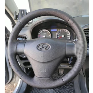 Hyundai Accent Era Araca Özel Direksiyon Kılıfı (Nokta Düz Siyah Dikiş)
