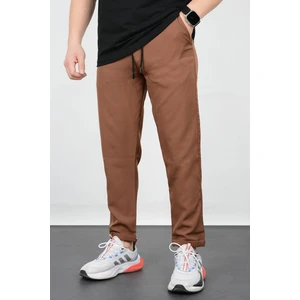 Erkek Slim Fit Beli Lastikli Double Paça Jogger Pantolon Kahverengi EDW073