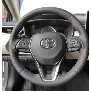 Toyota Corolla 2020-2024 Araca Özel Direksiyon Kılıfı (Soft Nokta Bentley Mavi Dikiş)