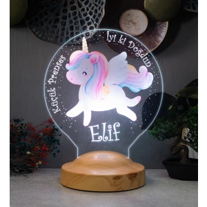 Sevgi Lambası Unicorn Renkli Tek Boynuzlu At Isimli Kız Çocuk Odası Hediyesi LED Lamba, Unicorn Doğum Günü Parti Hediyesi