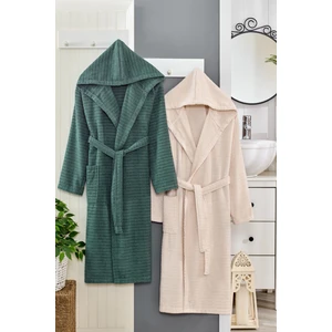 2 Adet Kapşonlu Pamuklu Bornoz