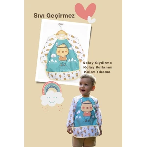 Sıvı Geçirmez Mama Önlüğü Ayıcık Modeli 6-24 Ay Uyumlu Uzun Kollu