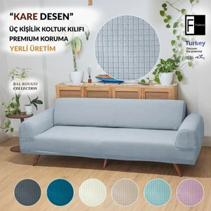 Gri Likrali Esnek 3 Kişilik Koltuk Örtüsü Streç Lastikli Çekyat kanepe kılıfı Modern Koltuk Kılıfı
