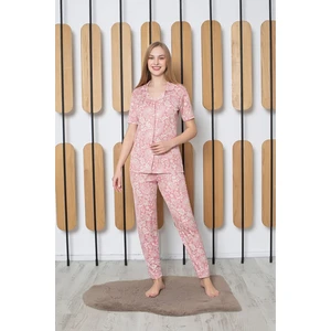 Düğmeli Baskılı Pijama Takımı Gömlek Yaka Kısakol Pegasus Kumaş