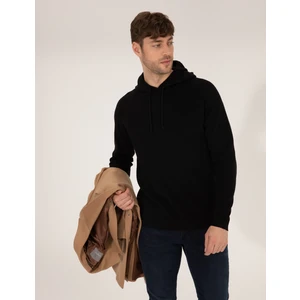 Pierre Cardin Erkek Siyah Regular Fit Kapüşonlu Triko Kazak 50260289-VR046